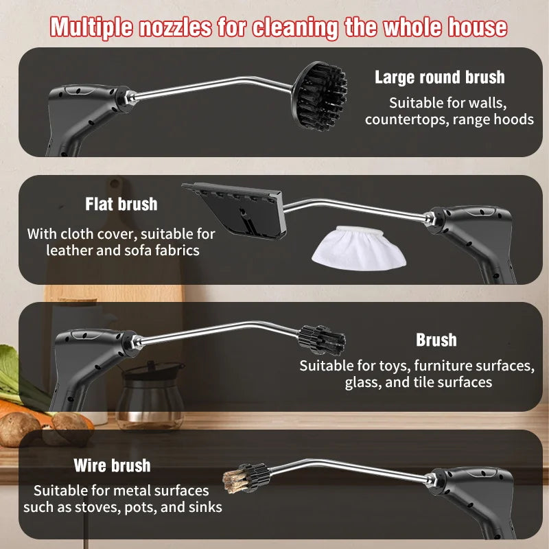 2500W Steam Cleaner High Pressure Temperature Steam Mop Sterilization Handhled Household Air Conditioner Kitchen Hood Car Washer