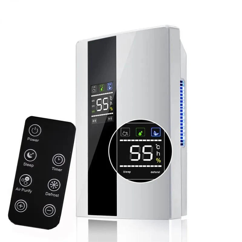 Dehumidifier and Air Purifier 2 in 1 Moisture Absorber Household Mute Bedroom Basement Remote Control Timing External Water Pipe
