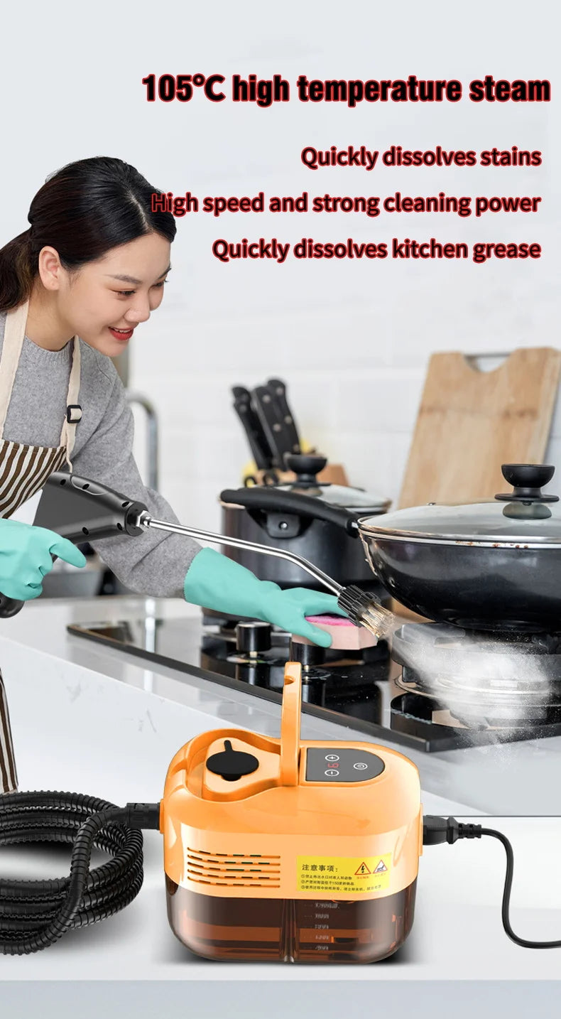 2500W Steam Cleaner High Pressure Temperature Steam Mop Sterilization Handhled Household Air Conditioner Kitchen Hood Car Washer