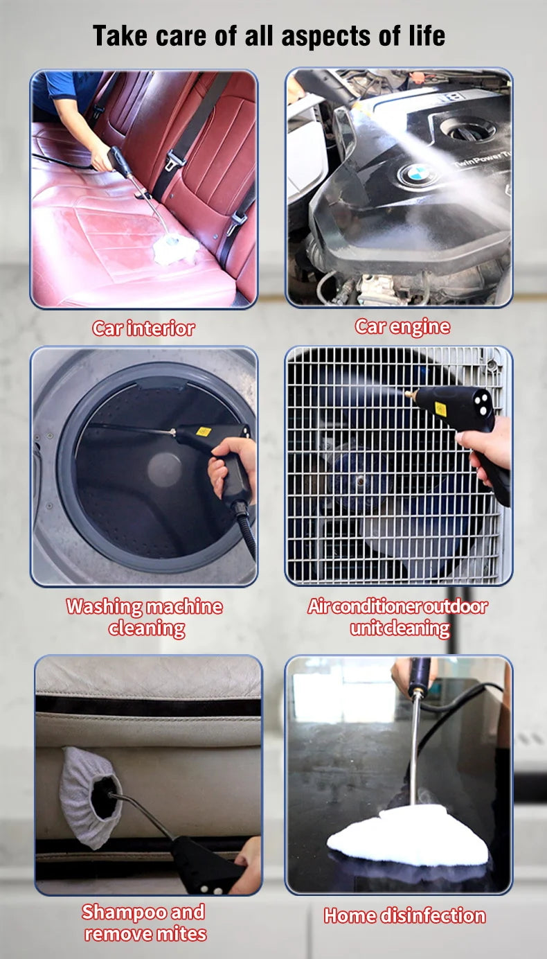 2500W Steam Cleaner High Pressure Temperature Steam Mop Sterilization Handhled Household Air Conditioner Kitchen Hood Car Washer