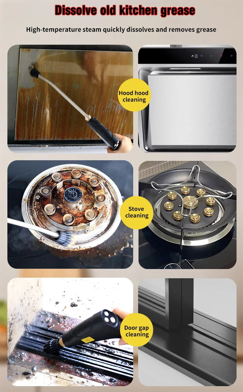 2500W Steam Cleaner High Pressure Temperature Steam Mop Sterilization Handhled Household Air Conditioner Kitchen Hood Car Washer