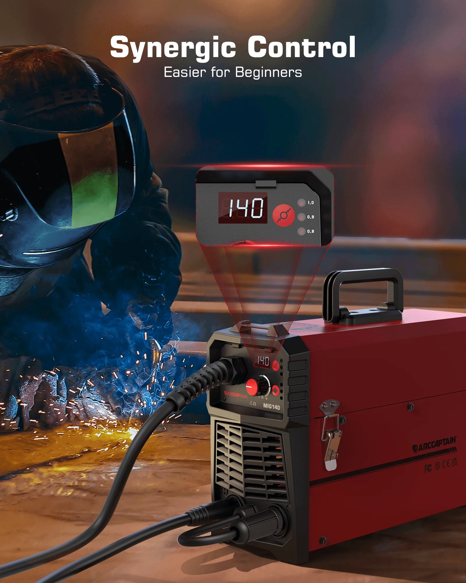 ARCCAPTAIN 4 in 1 220V 140Amp Semi-automatic MIG Welding Machine Lift Tig Argon ARC MMA Mig MAG Gas Welder IGBT Synergy Tools