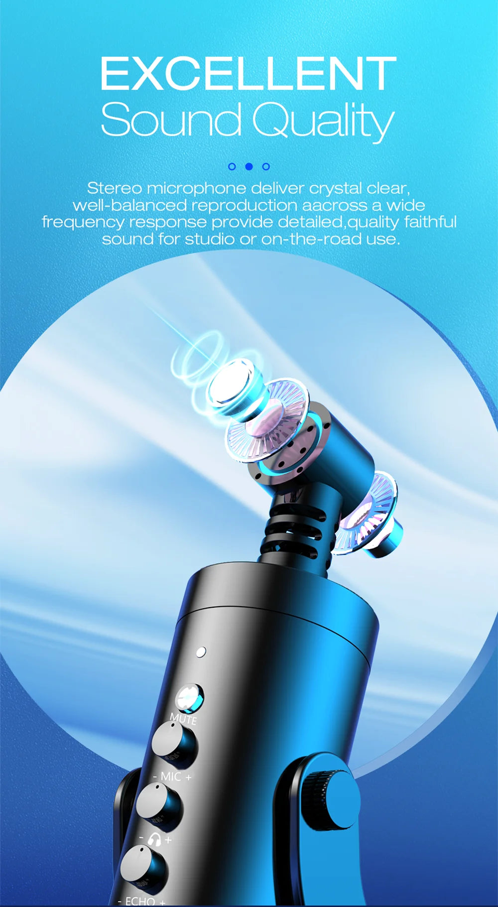 Haomuren USB Microphone for PC Mac Gaming Recording Stream Podcast, Computer Condenser Mic with Phone Adapter Headphone Output