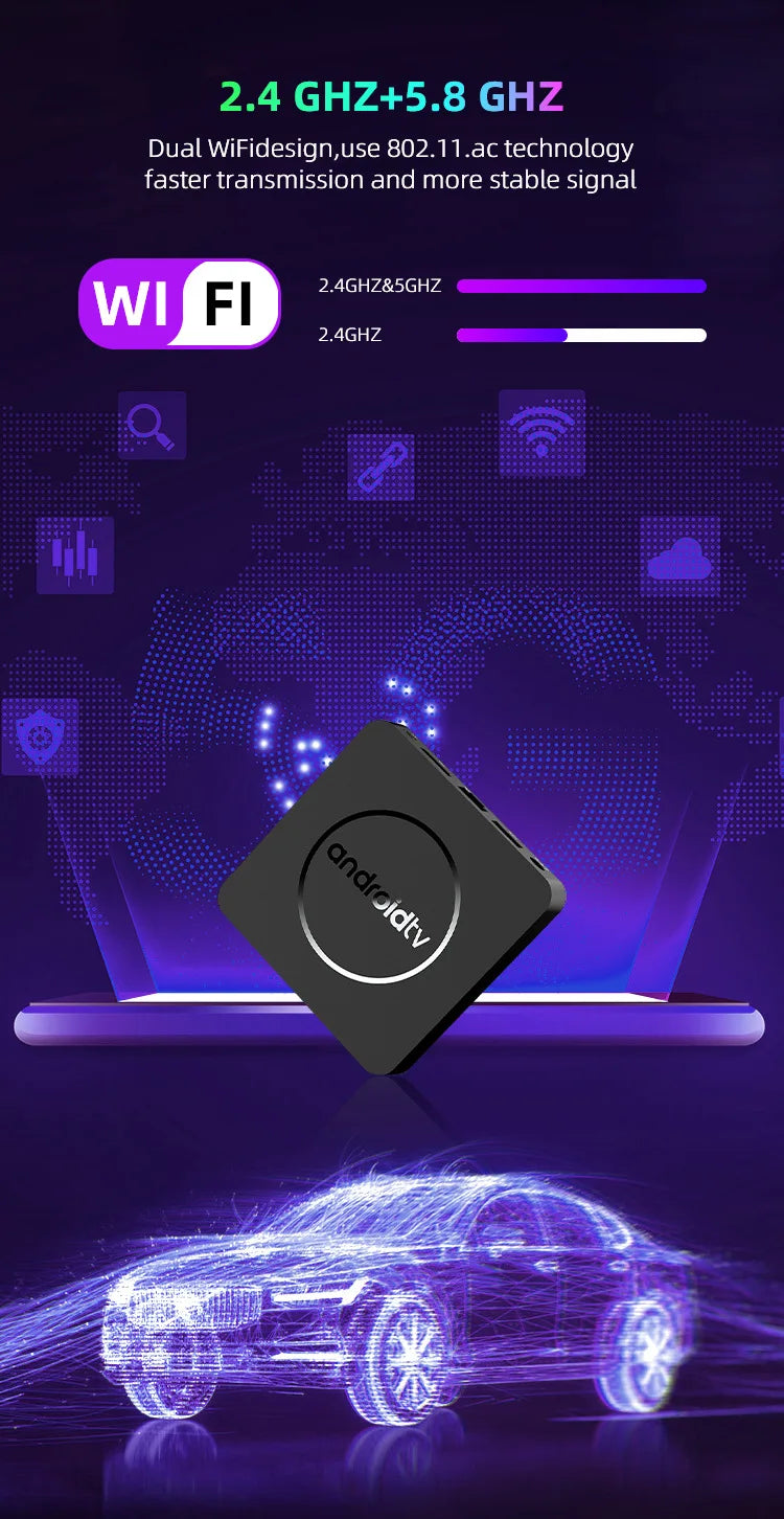 Q10 Android14 8K HDR10+ Smart TV Box Allwinner H313 128G Dual Wifi BT5.0 Set Top Box Media Player with Google Voice Assistant