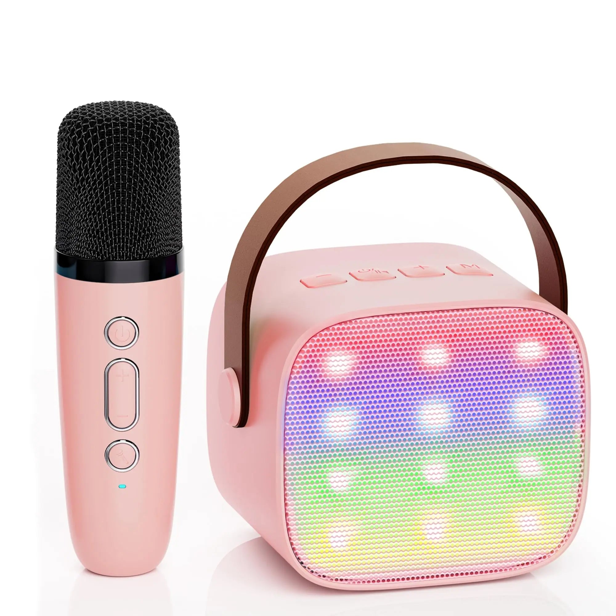 Haomuren Mini Karaoke Machine Portable Bluetooth 5.3 PA Speaker with 2 Wireless Microphones for Home Family Singing Gift K12