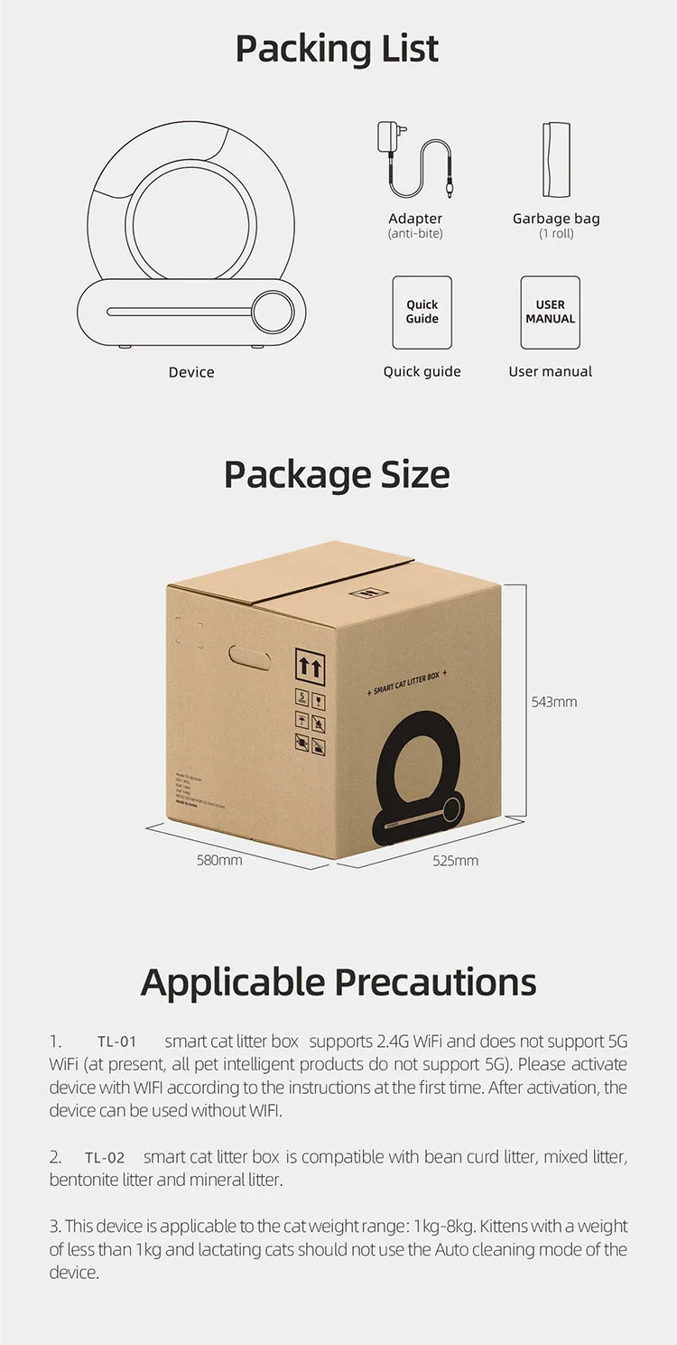 Smart Cat Litter Box Fully Automatic Large Capacity Cat Litter Box Semi-enclosed Smart Cat Toilet APP Remote Control