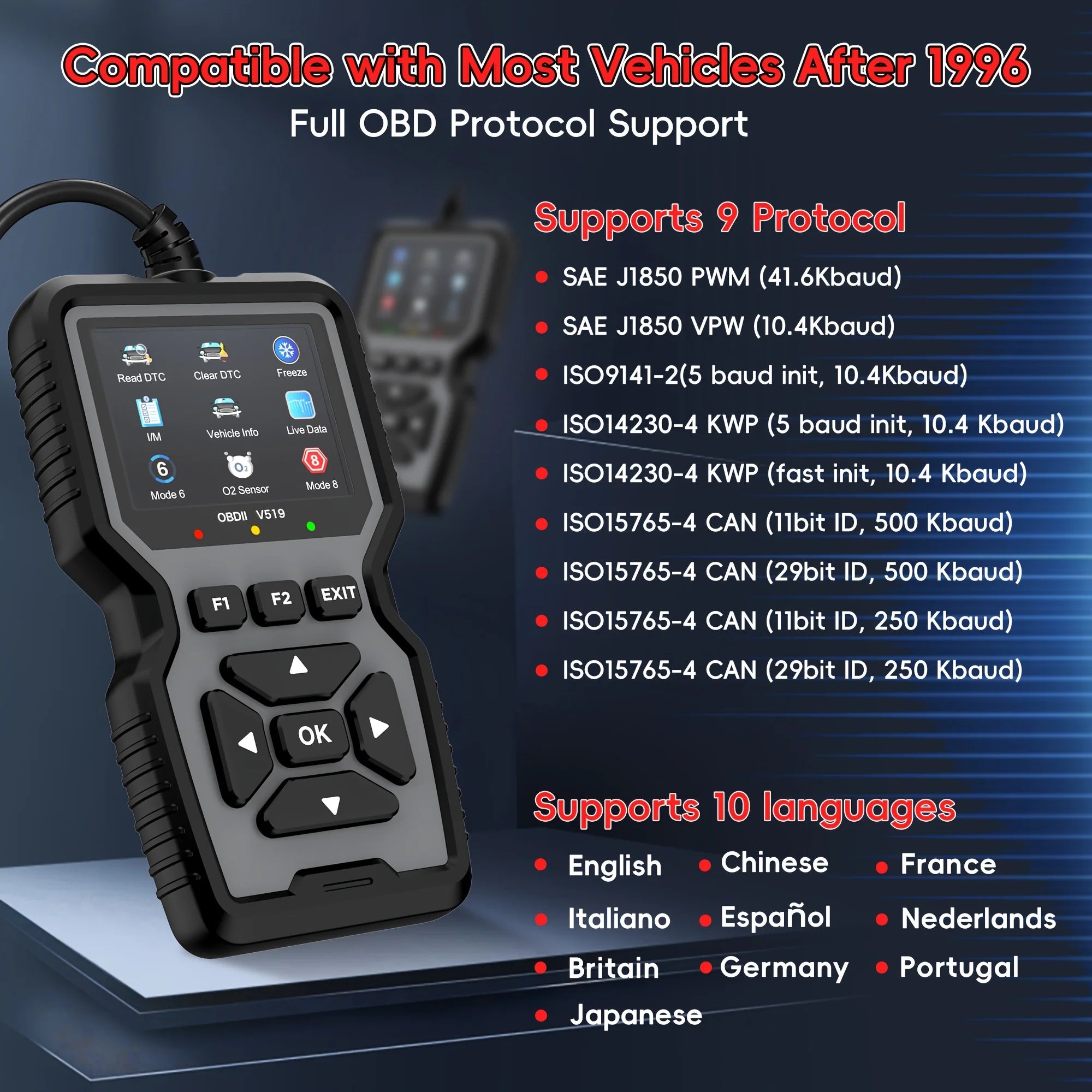 Advanced OBD2 Scanning Diagnostic Tool | Professional Engine Code Reader And Reset | Real-Time Data Diagnostic Reading Tool