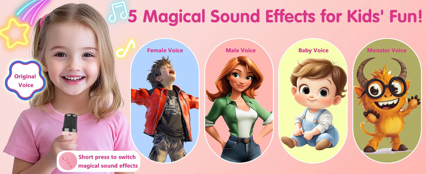 Haomuren Mini Karaoke Machine Portable Bluetooth 5.3 PA Speaker with 2 Wireless Microphones for Home Family Singing Gift K12