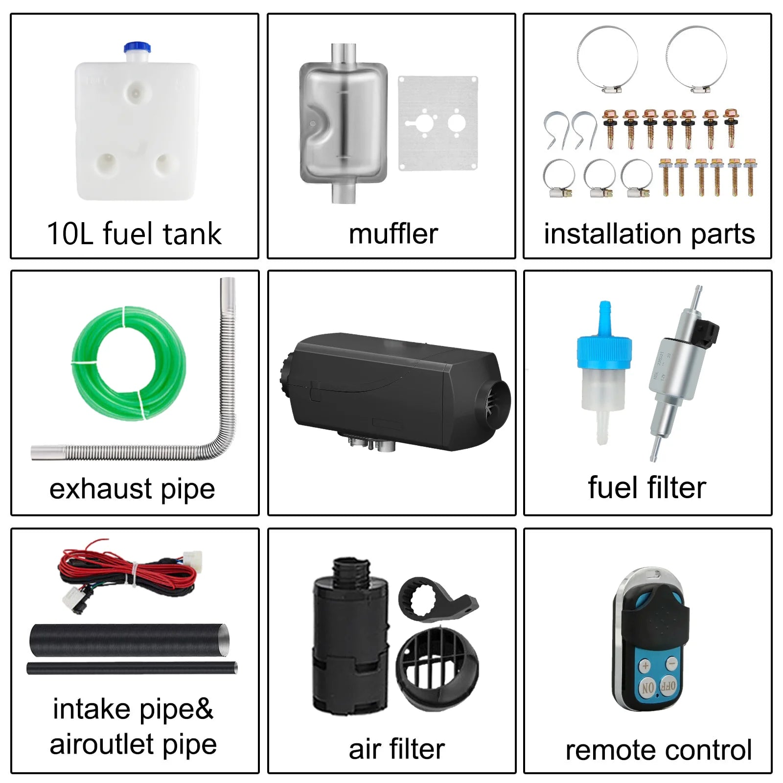Diesel Parking Heater 12V Diesel Air Heater 8000W Diesel Parking Heater with Muffler for Cars Buses Trucks Engineering Veh