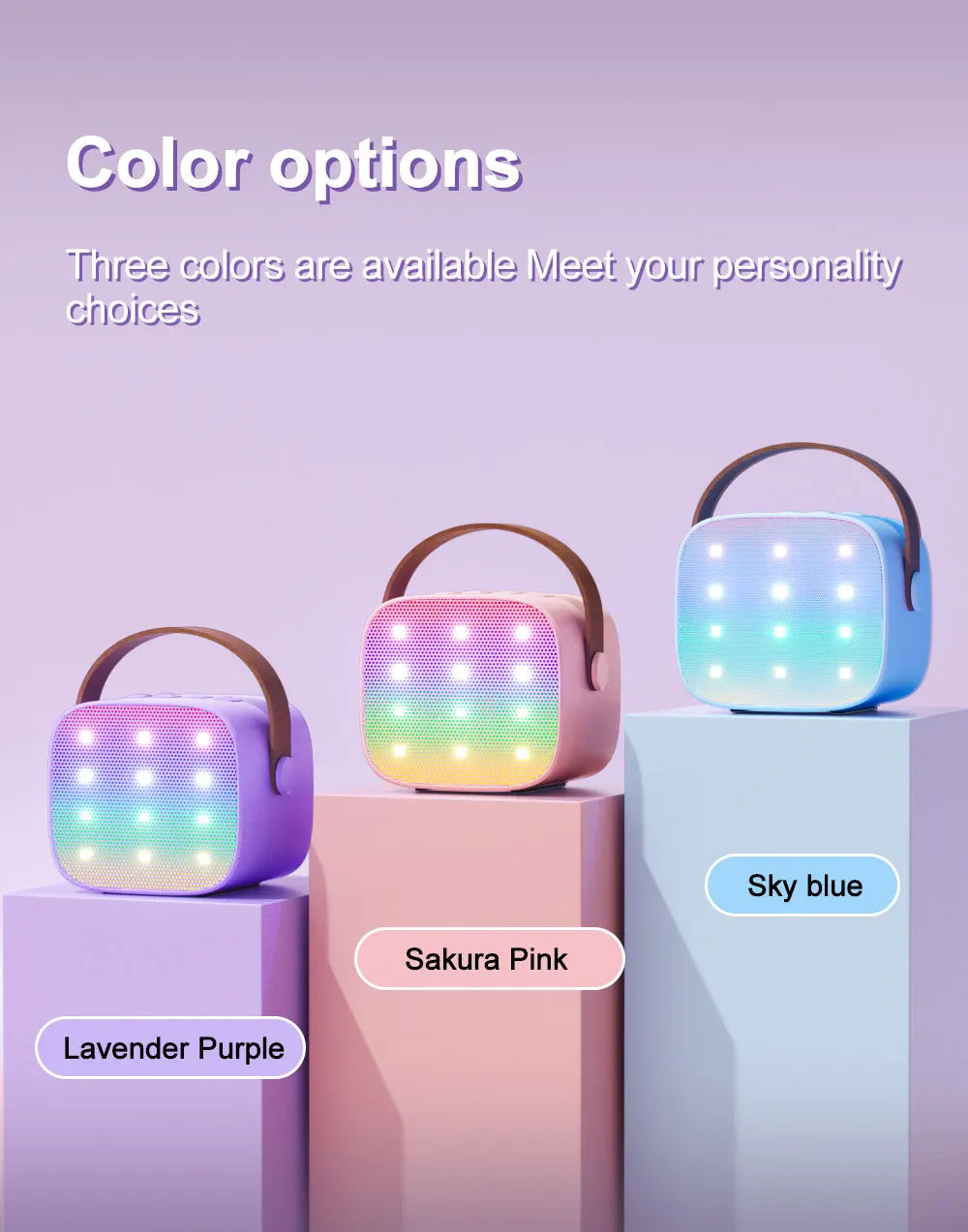 Haomuren Mini Karaoke Machine Portable Bluetooth 5.3 PA Speaker with 2 Wireless Microphones for Home Family Singing Gift K12