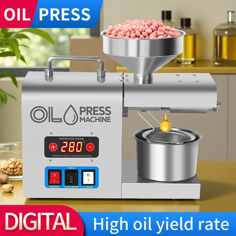 Stainless Steel Oil Press Machine Home Cold/Hot Oil Extractor for Peanut/Sesame/Sunflower Oil Press Machine For Small Business