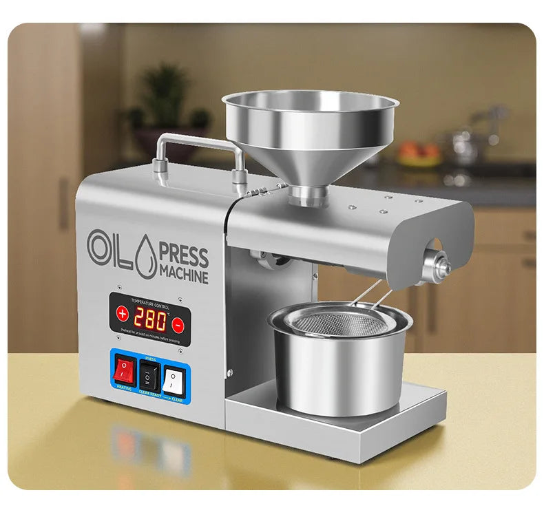 Stainless Steel Oil Press Machine Home Cold/Hot Oil Extractor for Peanut/Sesame/Sunflower Oil Press Machine For Small Business