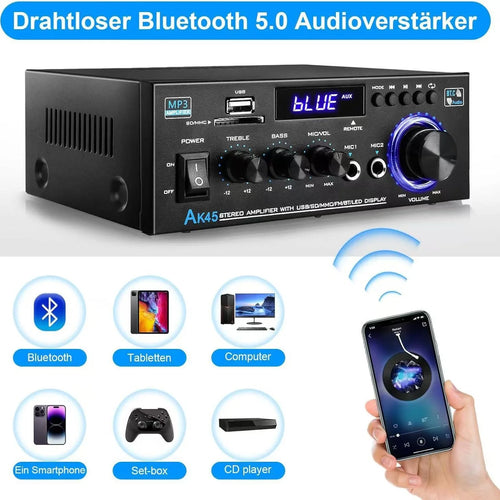 AK45 HiFi Digital Bluetooth Audio Amplifier MP3 Channel 2.0 Sound Power AMP stereo Home Automotive Car for Speakers MAX 350W*2