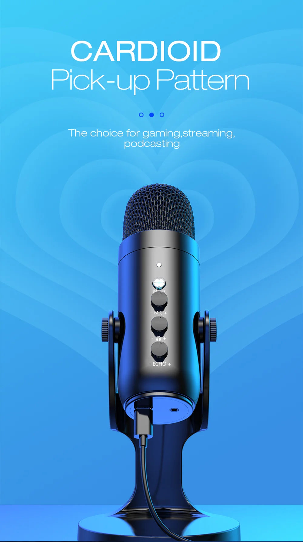 Haomuren USB Microphone for PC Mac Gaming Recording Stream Podcast, Computer Condenser Mic with Phone Adapter Headphone Output