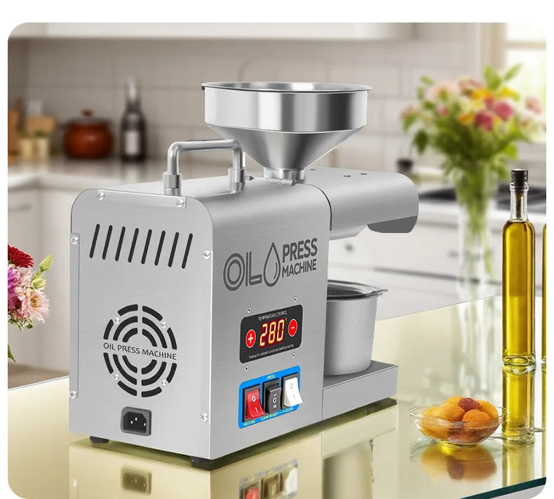 Stainless Steel Oil Press Machine Home Cold/Hot Oil Extractor for Peanut/Sesame/Sunflower Oil Press Machine For Small Business