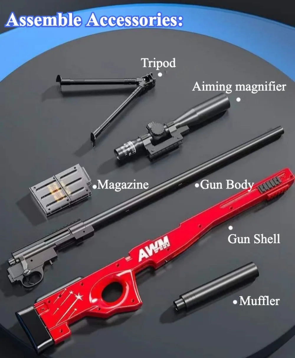 98K Upper Pressure Shell Ejection Soft Bullet Gun Can Fire Sniper Rifle Outdoor Battle Model Toy Manually Loaded Christmas Gift