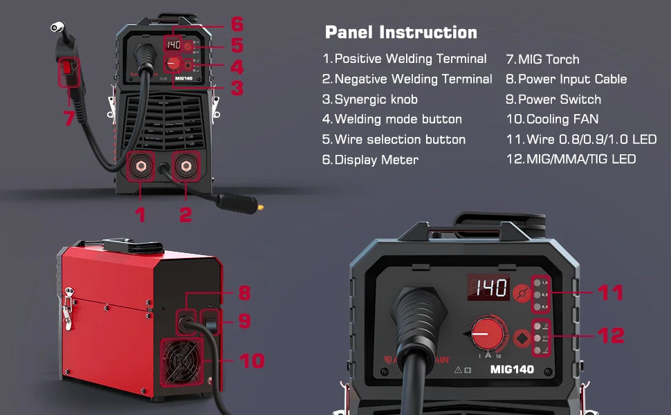 ARCCAPTAIN 4 in 1 220V 140Amp Semi-automatic MIG Welding Machine Lift Tig Argon ARC MMA Mig MAG Gas Welder IGBT Synergy Tools