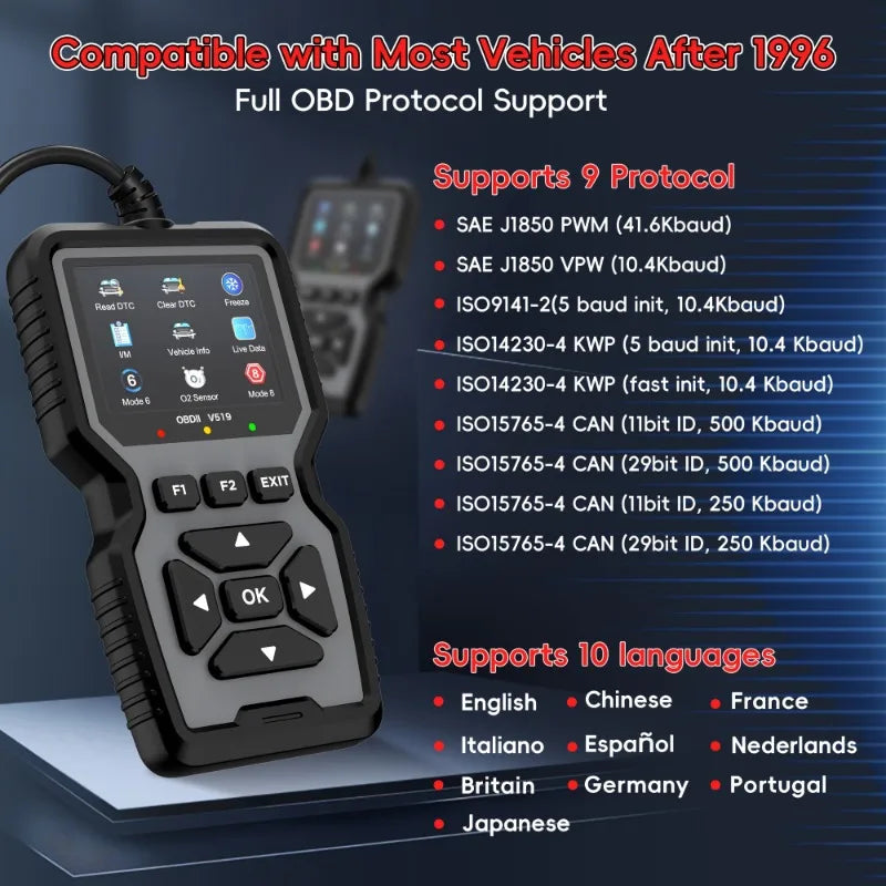 Advanced OBD2 Scanning Diagnostic Tool | Professional Engine Code Reader And Reset | Real-Time Data Diagnostic Reading Tool