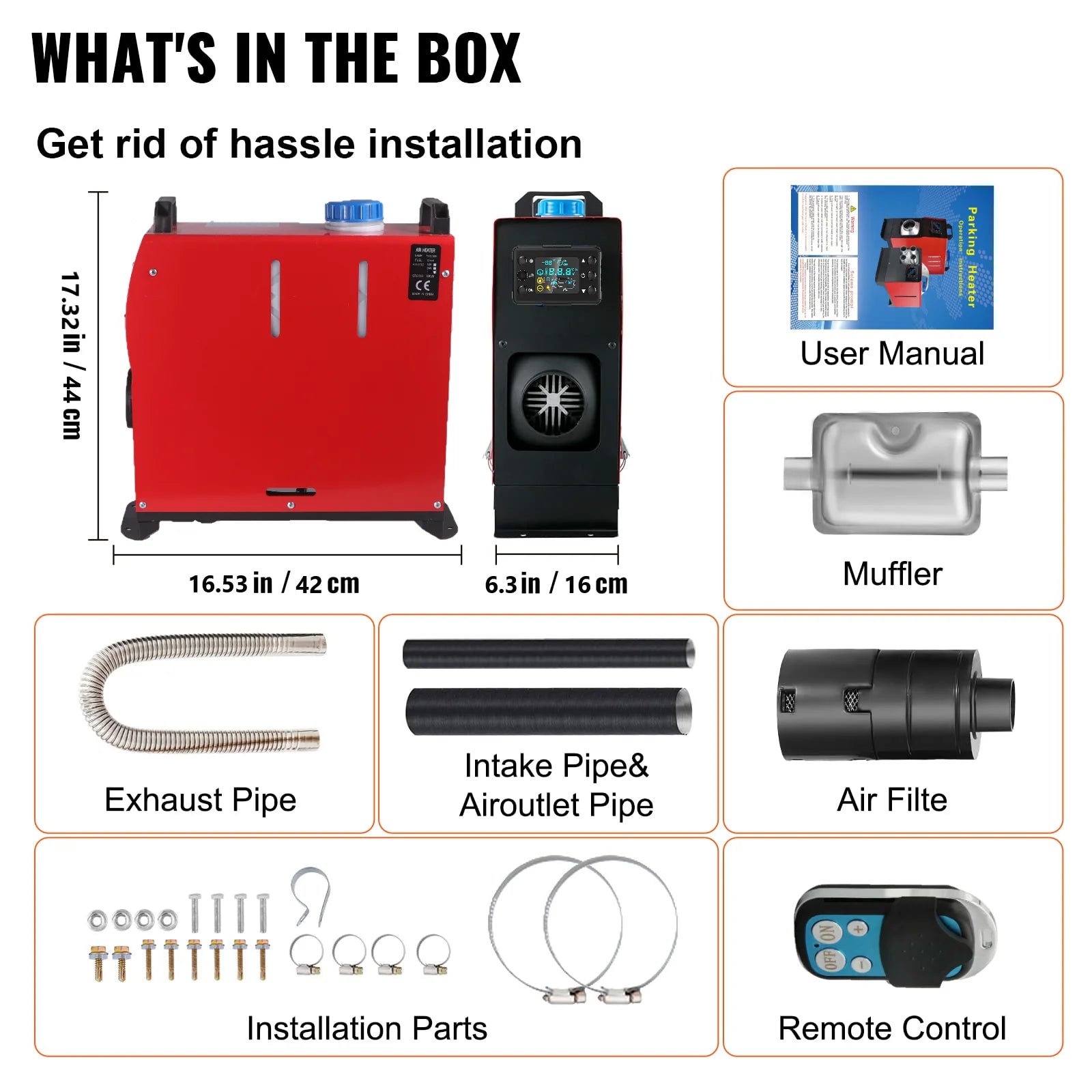 Diesel Parking Heater 12V Diesel Air Heater 8000W Diesel Parking Heater with Muffler for Cars Buses Trucks Engineering Veh