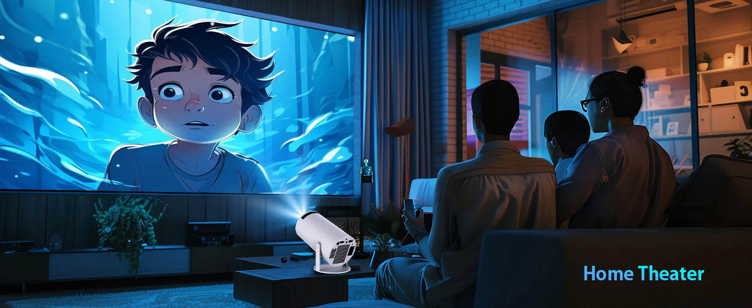 Upgraded HY300PRO Mini Projector with WiFi6 & BT5.4, Portable Beamer 4K Support, Auto Vertical Keystone 180° Rotation for Movies