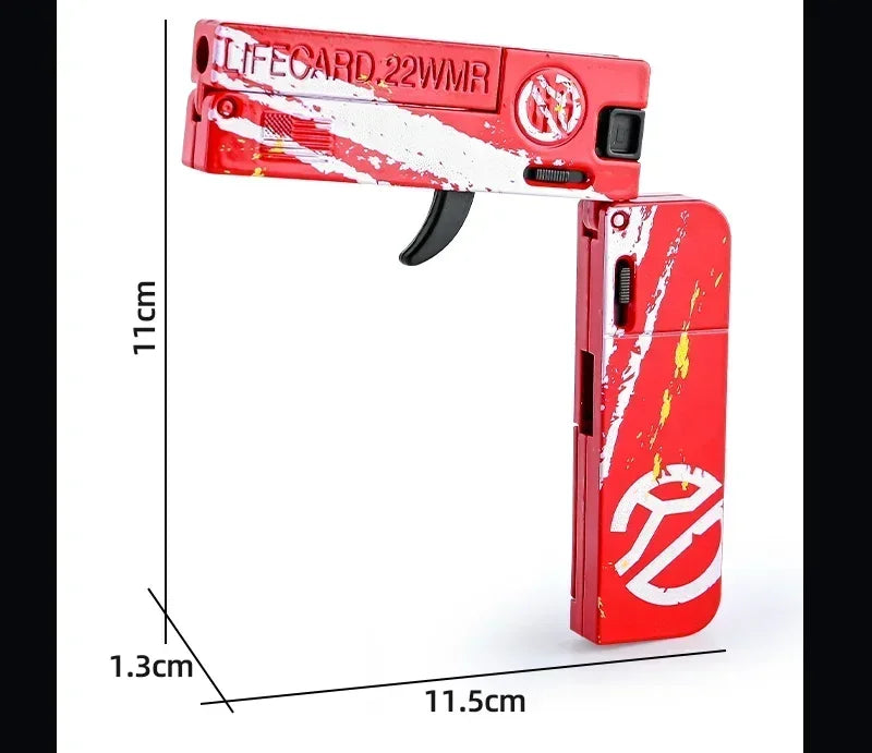 New Upgraded Lifecard Metal Folding Gun Toy for Kids Adult, Pistol Toys Gun With Soft Bullets Alloy Shooting Model For Adults