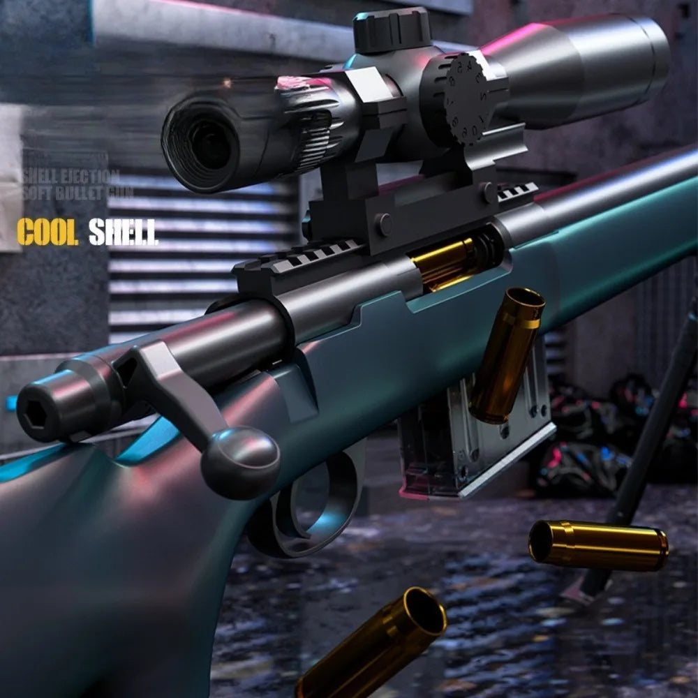 98K Upper Pressure Shell Ejection Soft Bullet Gun Can Fire Sniper Rifle Outdoor Battle Model Toy Manually Loaded Christmas Gift