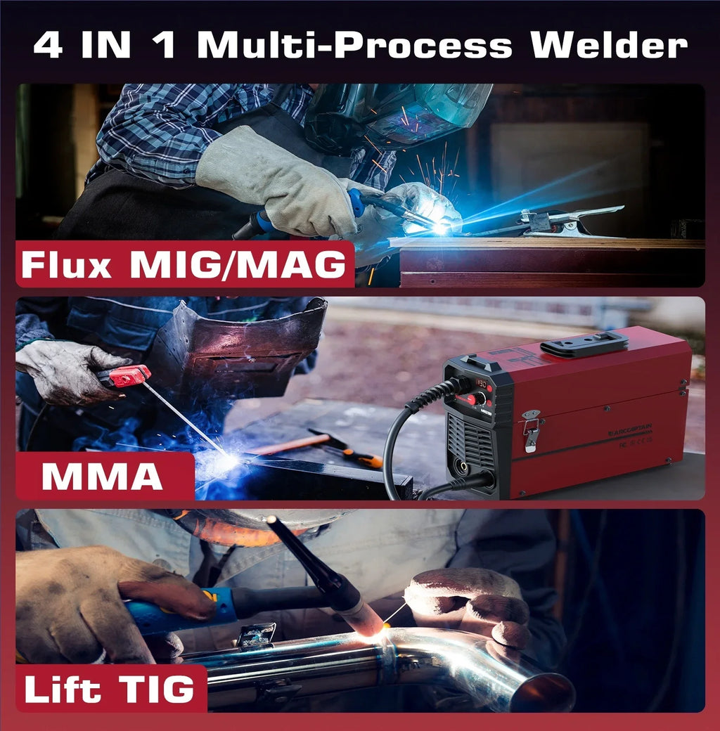 ARCCAPTAIN 4 in 1 220V 140Amp Semi-automatic MIG Welding Machine Lift Tig Argon ARC MMA Mig MAG Gas Welder IGBT Synergy Tools