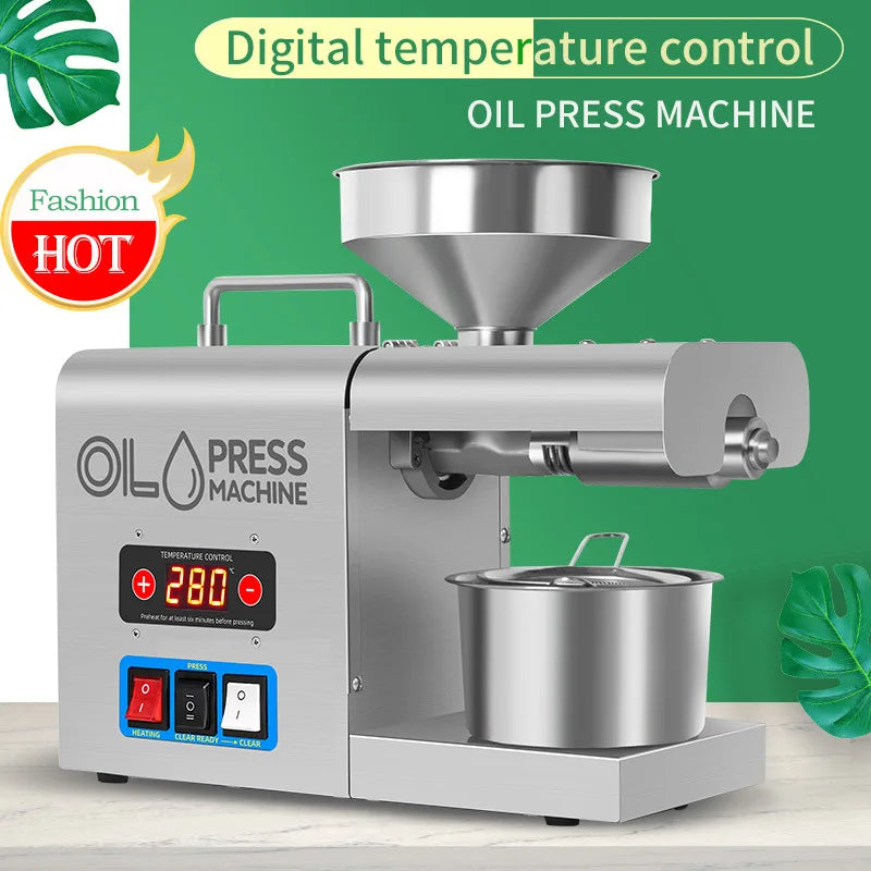 Stainless Steel Oil Press Machine Home Cold/Hot Oil Extractor for Peanut/Sesame/Sunflower Oil Press Machine For Small Business