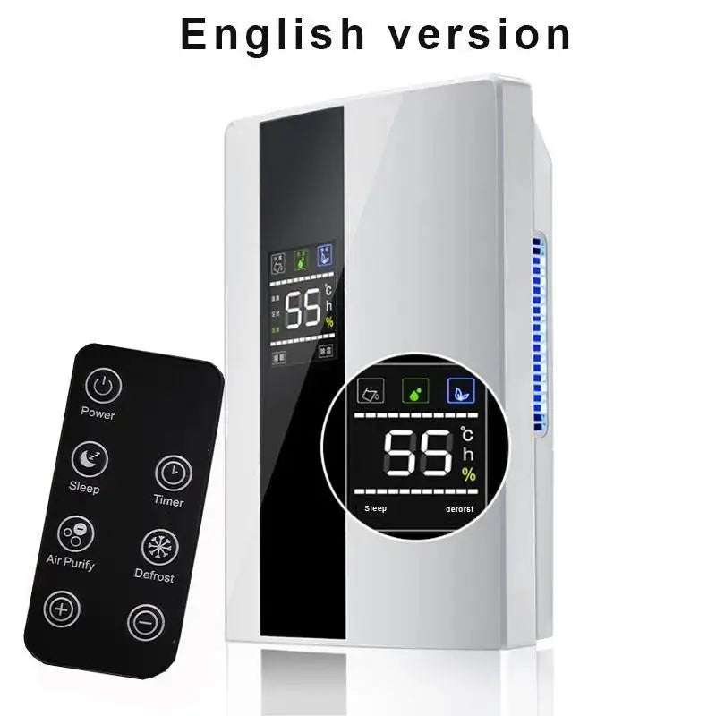 Dehumidifier and Air Purifier 2 in 1 Moisture Absorber Household Mute Bedroom Basement Remote Control Timing External Water Pipe
