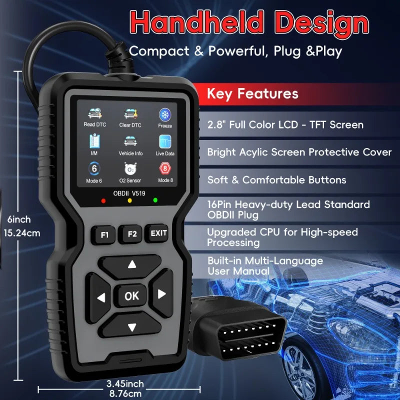 Advanced OBD2 Scanning Diagnostic Tool | Professional Engine Code Reader And Reset | Real-Time Data Diagnostic Reading Tool