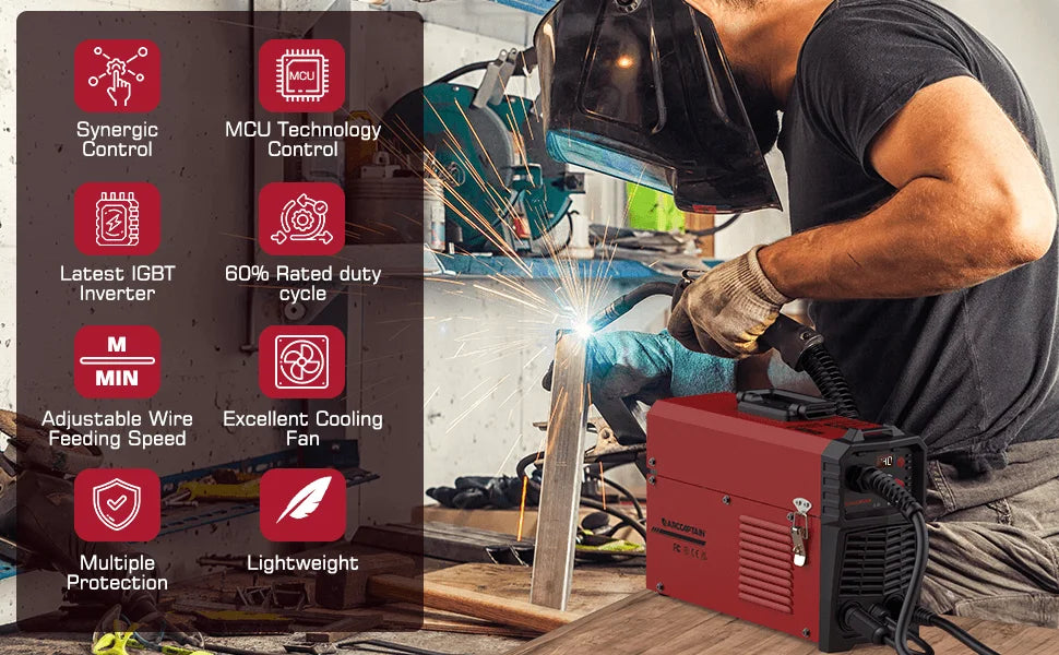 ARCCAPTAIN 4 in 1 220V 140Amp Semi-automatic MIG Welding Machine Lift Tig Argon ARC MMA Mig MAG Gas Welder IGBT Synergy Tools