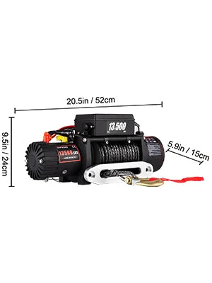 VEVOR Electric Winch 12v 13500lbs 24M Synthetic Rope with Remote Control for 4X4 Car Trailer ATV Truck Off Road Boat