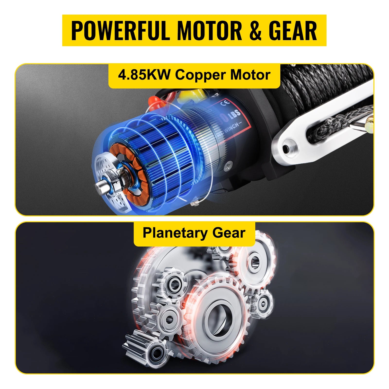 VEVOR Electric Winch 12v 13500lbs 24M Synthetic Rope with Remote Control for 4X4 Car Trailer ATV Truck Off Road Boat