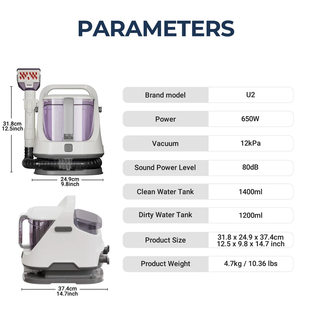 Multi-Purpose Portable Carpet Cleaner Upholstery Cleaner Machine Deep-Cleaning Shampooer for Home Use