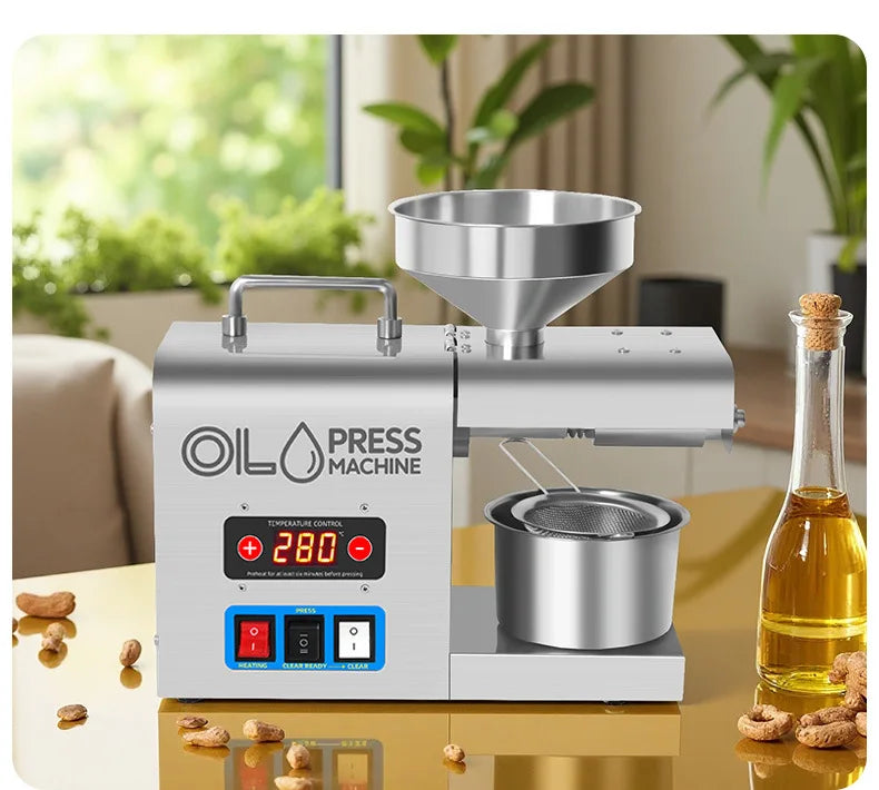 Stainless Steel Oil Press Machine Home Cold/Hot Oil Extractor for Peanut/Sesame/Sunflower Oil Press Machine For Small Business