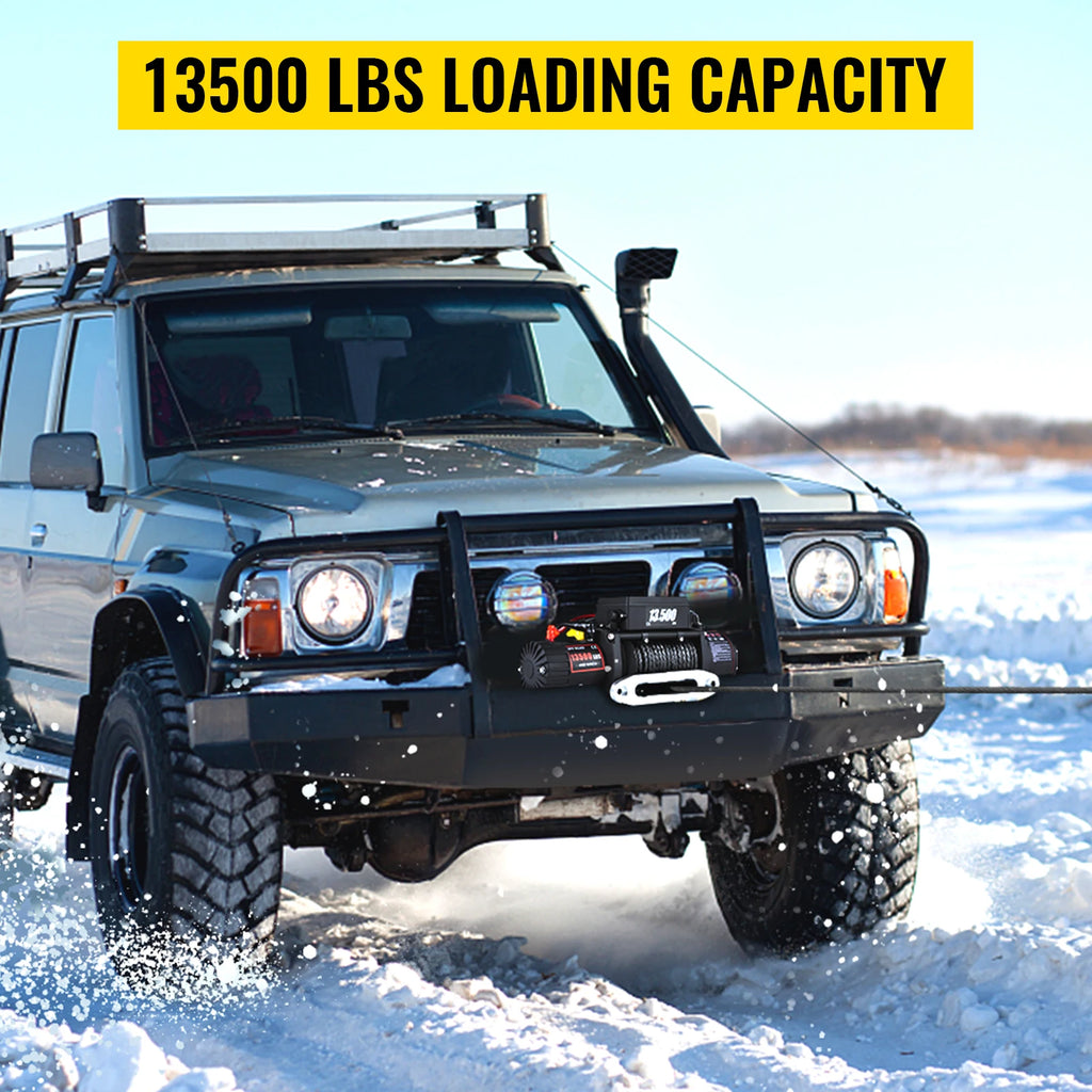 VEVOR Electric Winch 12v 13500lbs 24M Synthetic Rope with Remote Control for 4X4 Car Trailer ATV Truck Off Road Boat