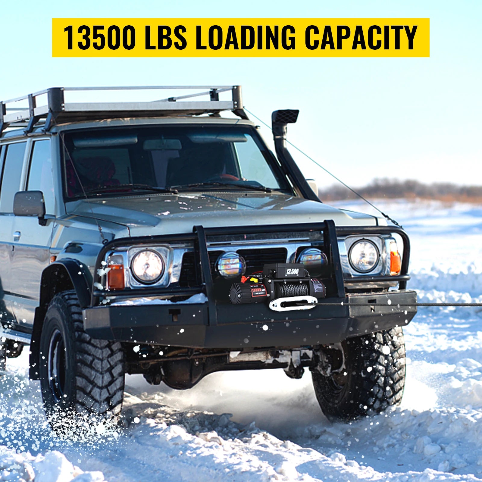 VEVOR Electric Winch 12v 13500lbs 24M Synthetic Rope with Remote Control for 4X4 Car Trailer ATV Truck Off Road Boat