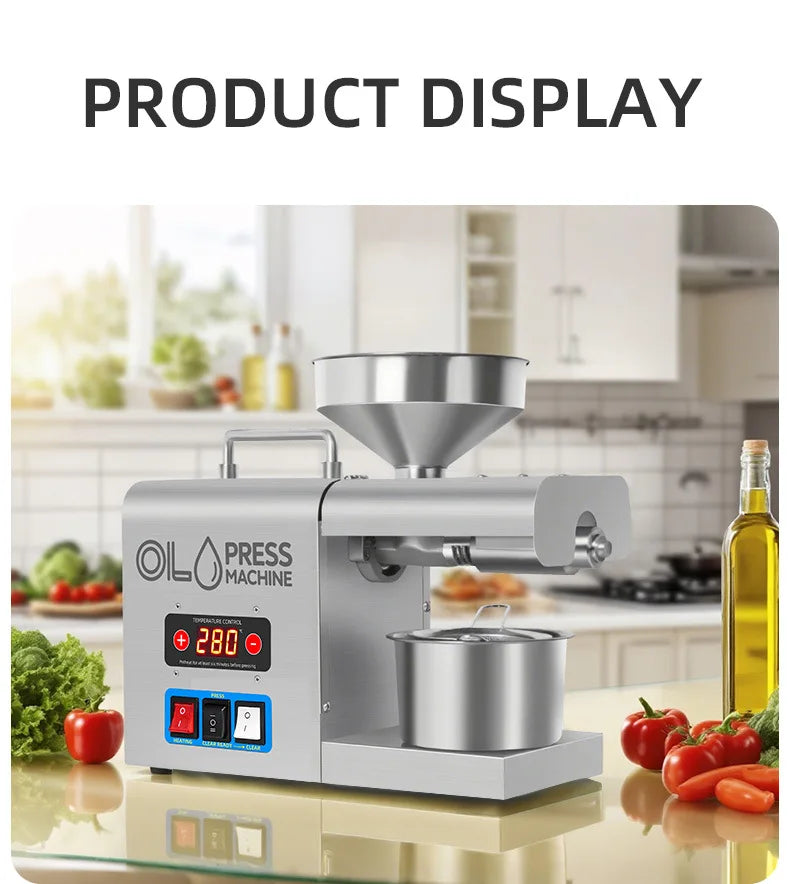 Stainless Steel Oil Press Machine Home Cold/Hot Oil Extractor for Peanut/Sesame/Sunflower Oil Press Machine For Small Business