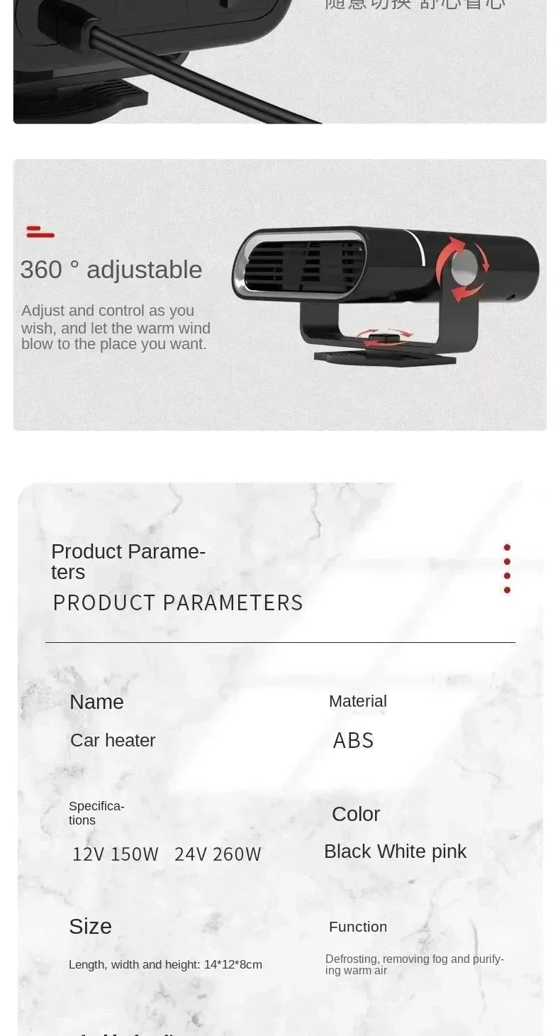 Xiaomi Portable Car Heater Car 12V Heater 24V Car Heater Windshield Automatic Defogging Defrost Heater Fast Heating 2025 New