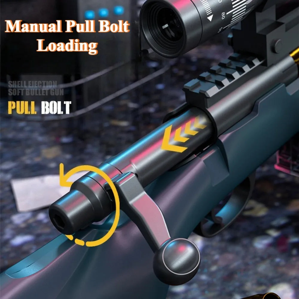 98K Upper Pressure Shell Ejection Soft Bullet Gun Can Fire Sniper Rifle Outdoor Battle Model Toy Manually Loaded Christmas Gift