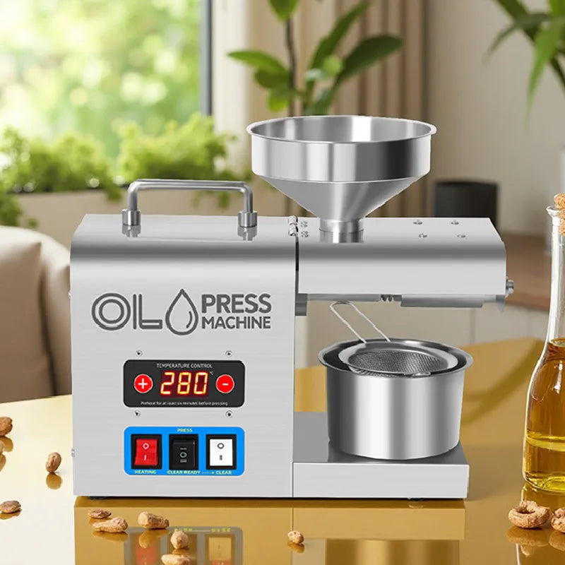 Stainless Steel Oil Press Machine Home Cold/Hot Oil Extractor for Peanut/Sesame/Sunflower Oil Press Machine For Small Business