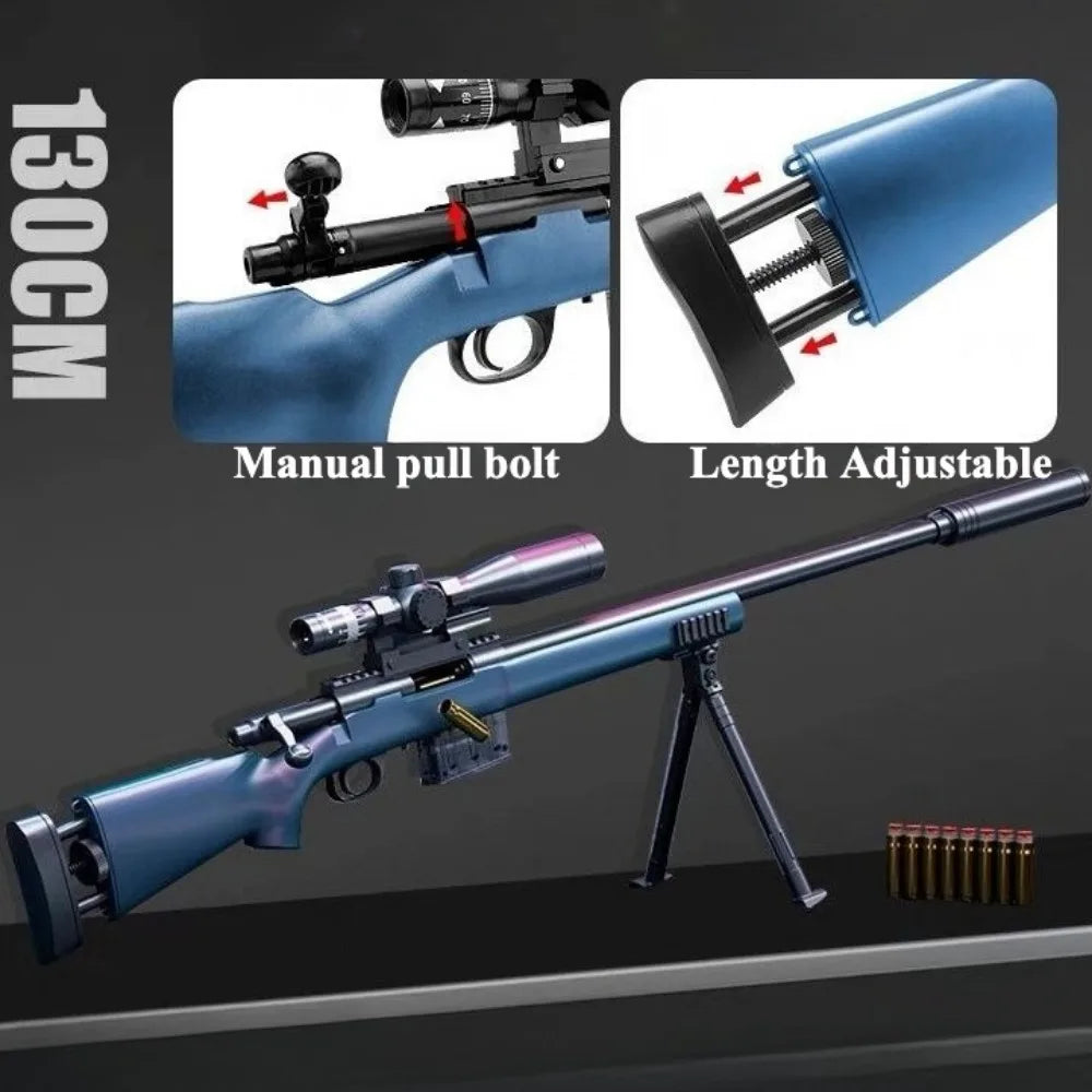 98K Upper Pressure Shell Ejection Soft Bullet Gun Can Fire Sniper Rifle Outdoor Battle Model Toy Manually Loaded Christmas Gift