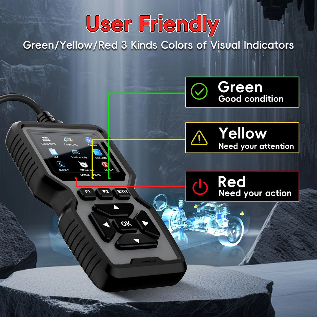 Advanced OBD2 Scanning Diagnostic Tool | Professional Engine Code Reader And Reset | Real-Time Data Diagnostic Reading Tool