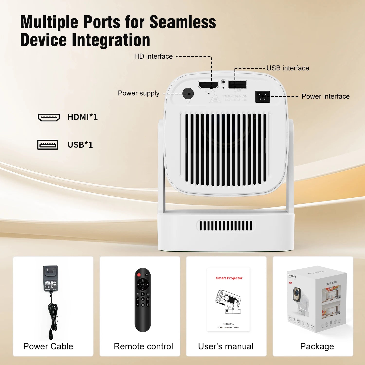 Magcubic HY310 Android 11 Projector 4K Native 1080P Auto Focus Native 330ANSI Dual Wifi BT5.4 Air Mouse Voice Home Outdoor Movie