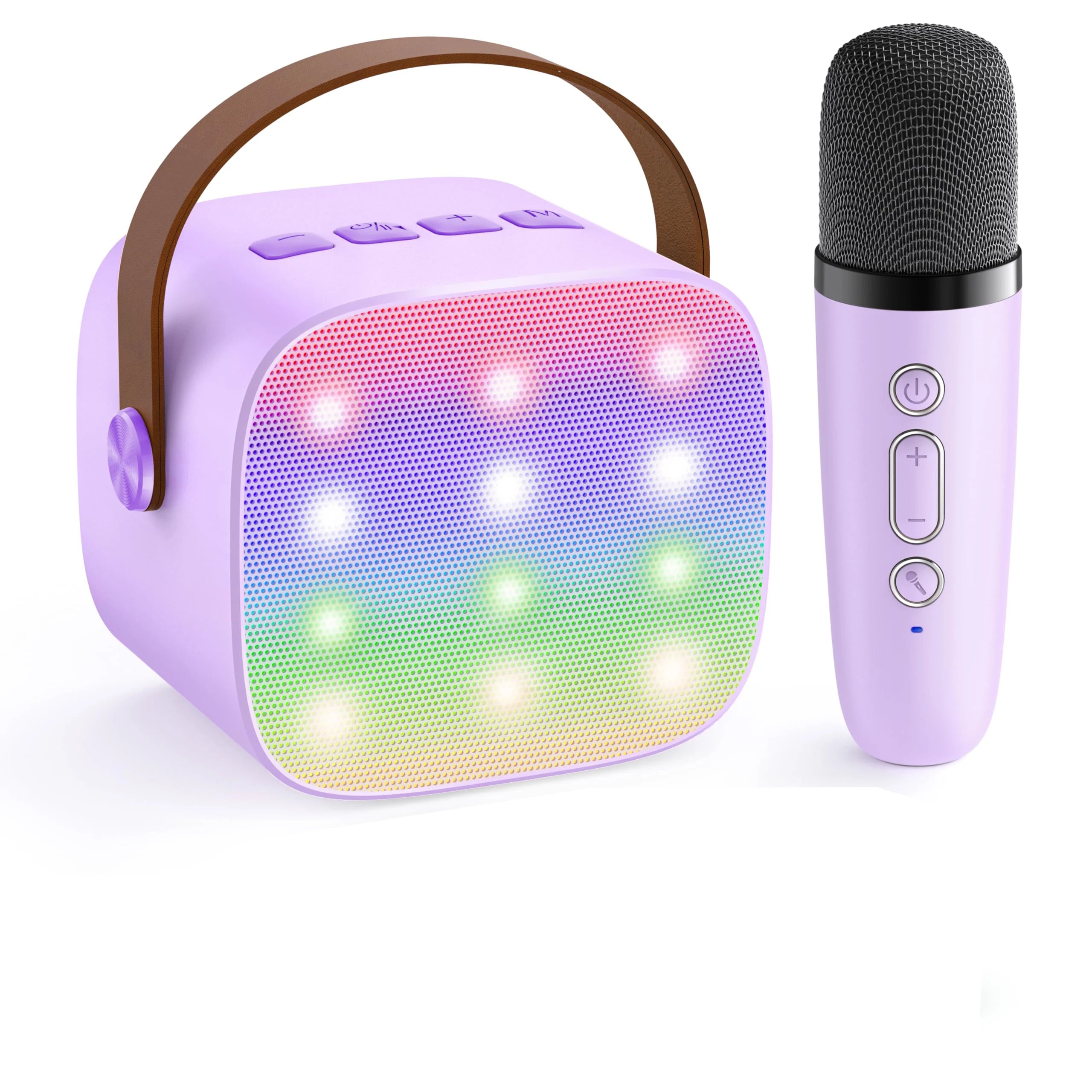 Haomuren Mini Karaoke Machine Portable Bluetooth 5.3 PA Speaker with 2 Wireless Microphones for Home Family Singing Gift K12