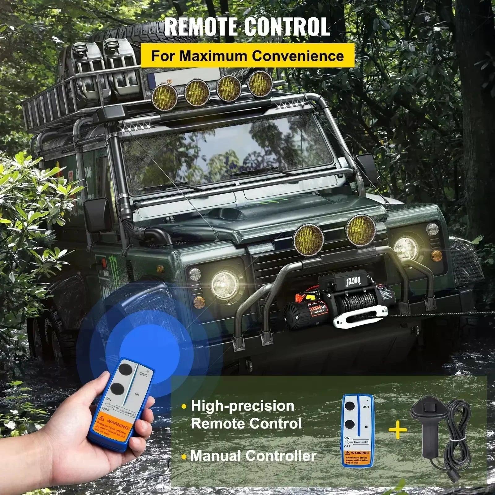 VEVOR Electric Winch 12v 13500lbs 24M Synthetic Rope with Remote Control for 4X4 Car Trailer ATV Truck Off Road Boat