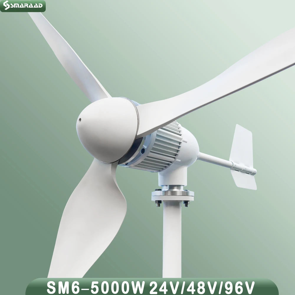 New Upgraded And More Powerful 5KW  Horizontal Wind Turbine Windmill Delivered From Polish Warehouse Low Speed Low Noise