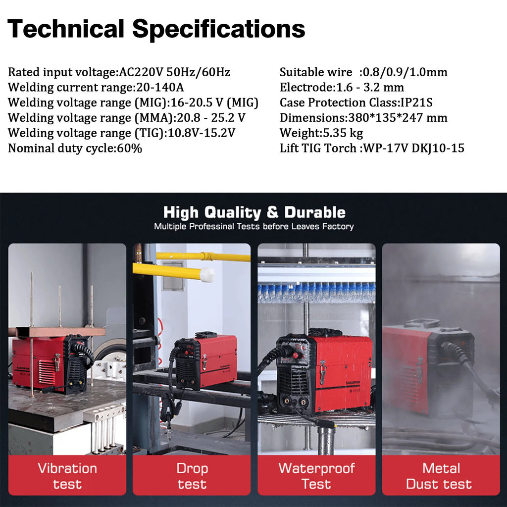 ARCCAPTAIN 4 in 1 220V 140Amp Semi-automatic MIG Welding Machine Lift Tig Argon ARC MMA Mig MAG Gas Welder IGBT Synergy Tools