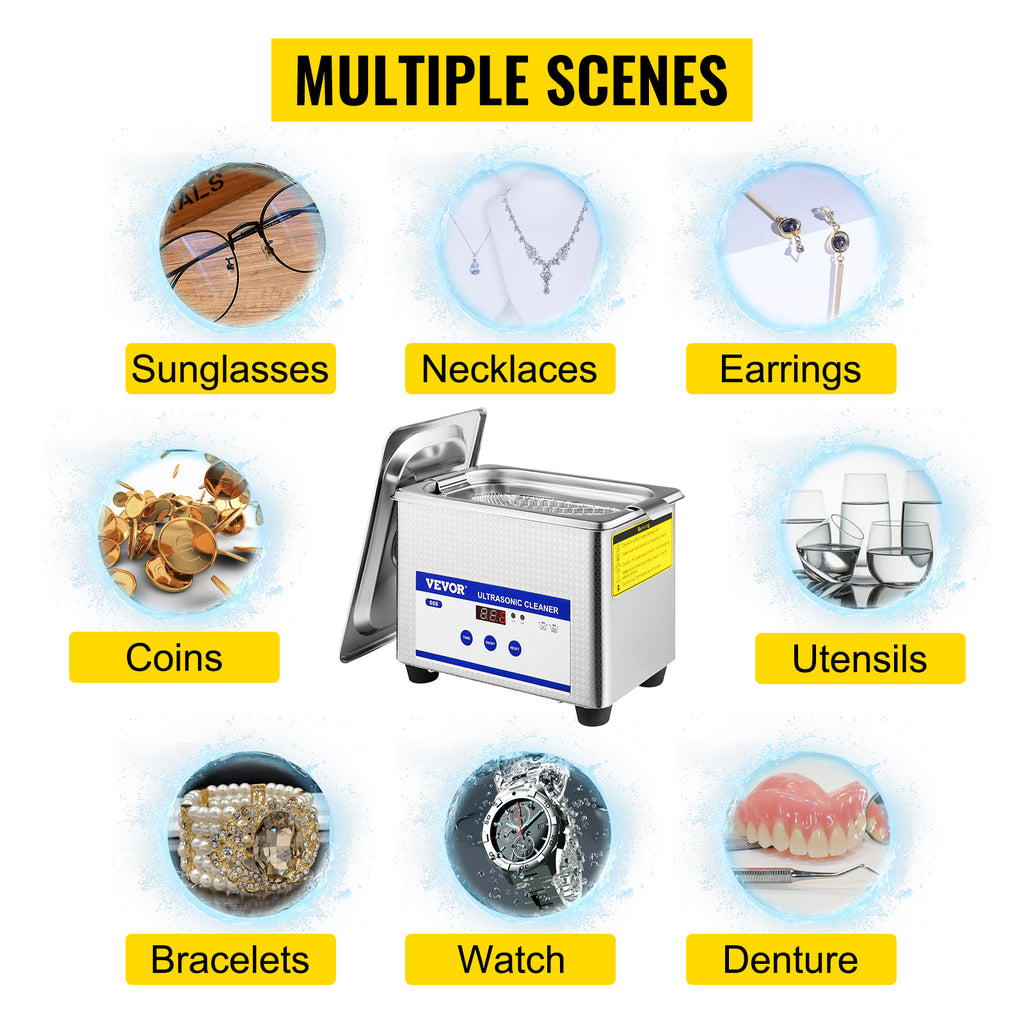 SucceBuy 800ml Ultrasonic Cleaner Portable Washing Machine 35W Mini Dishwasher Lave-Dishes Ultrasound Bath for Home Appliance